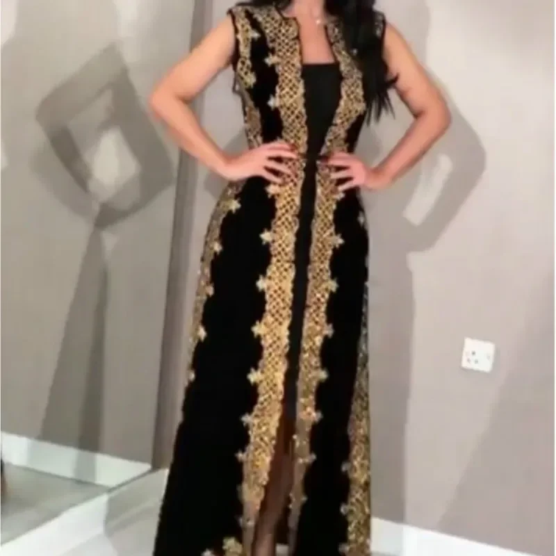 Istanbul Styles Manches Brodées Abaya Pour Femme Et Brodées Sur Le Côté De La Fermeture éclair Manches Longues Longueur Au Sol Mode Turque, Marron, Taille S