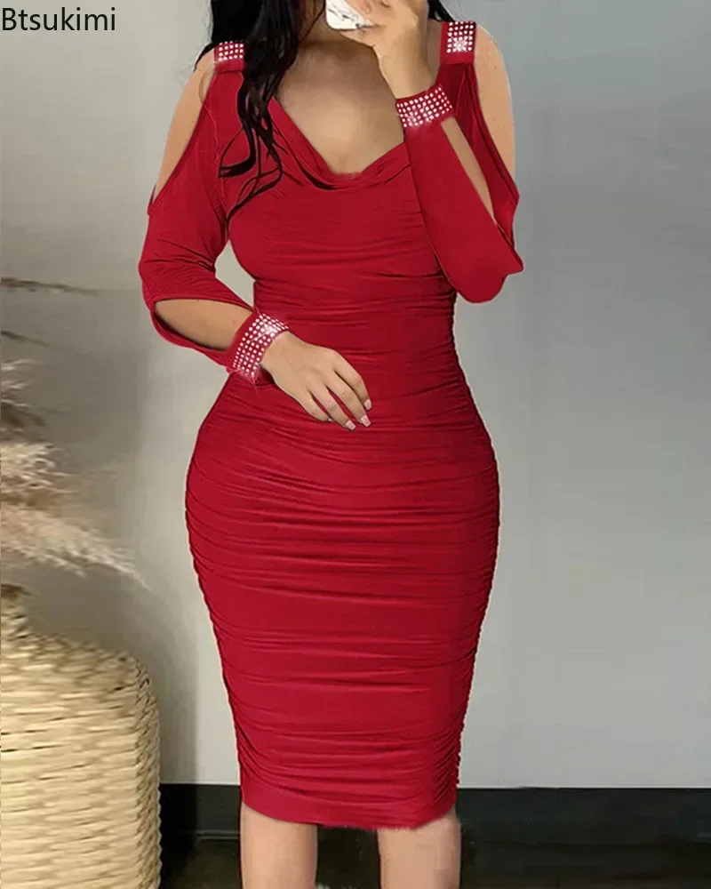 fitted lace wedding dress SPANX® Red Ponte Long Sleeve Mini Dress