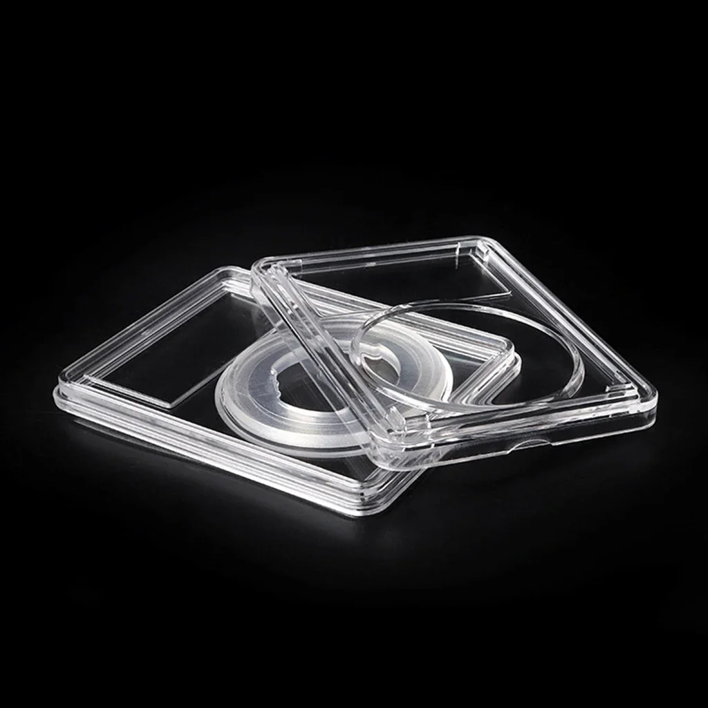 10Pcs Acrylic Coin Display Slab Storage Case Box Box 27mm Diamerter Coin Collection Holder Organizer 6