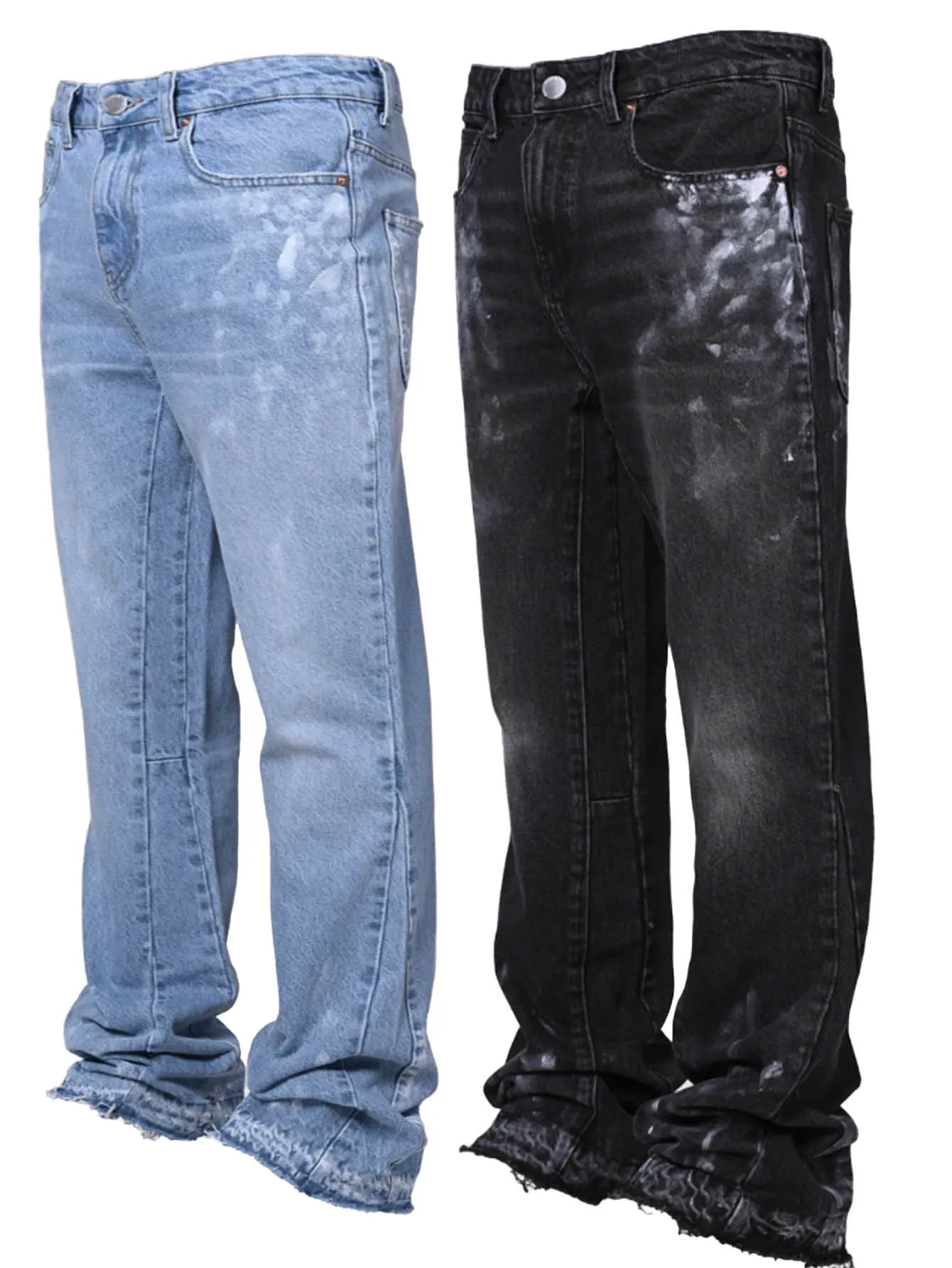 New Spring Vintage Blue Jeans Men Hand-paint Regular Fit Stretchy Denim Pants For Man 6