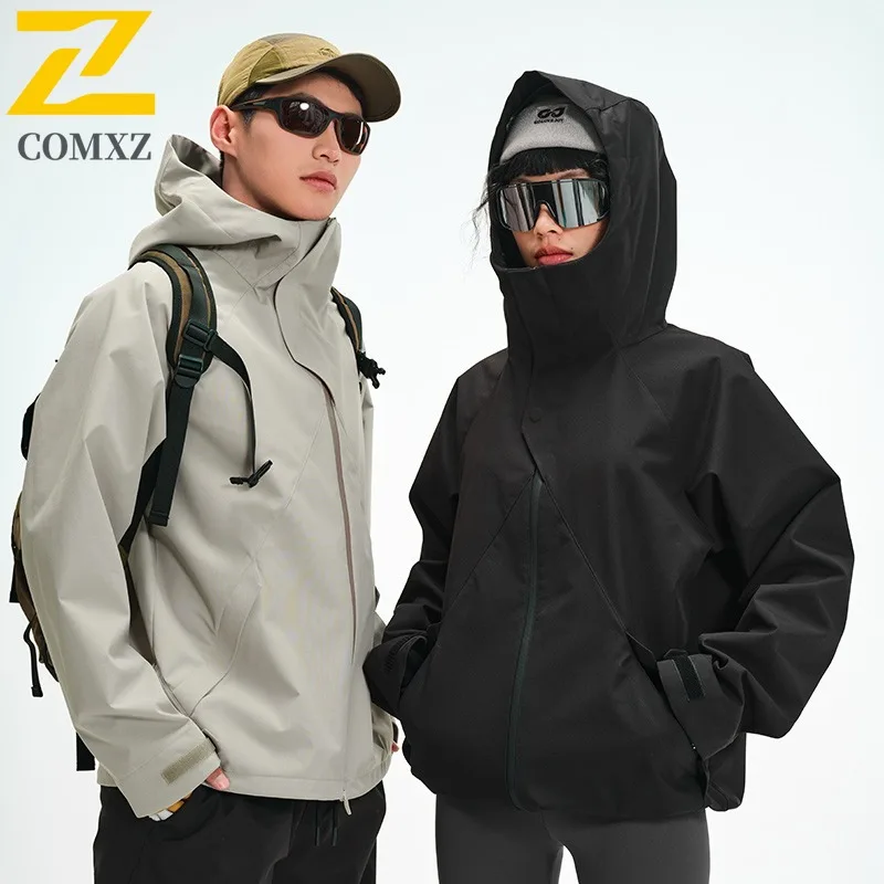 COMXZ Versatile Outdoor Mens Jacket Lightweight Mountaineering Windproof Jackets Premium Hooded Travel Durable Autumn Coats