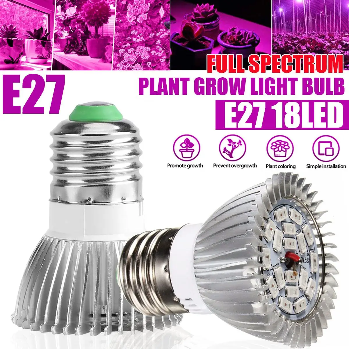 LED Grow Lamp LED Plant Light E27 LED Grow Light Full Spectrum Plant Growing Light Phytolamp Bulb For Indoor Plants Flower Growth Lighting AC85-265V