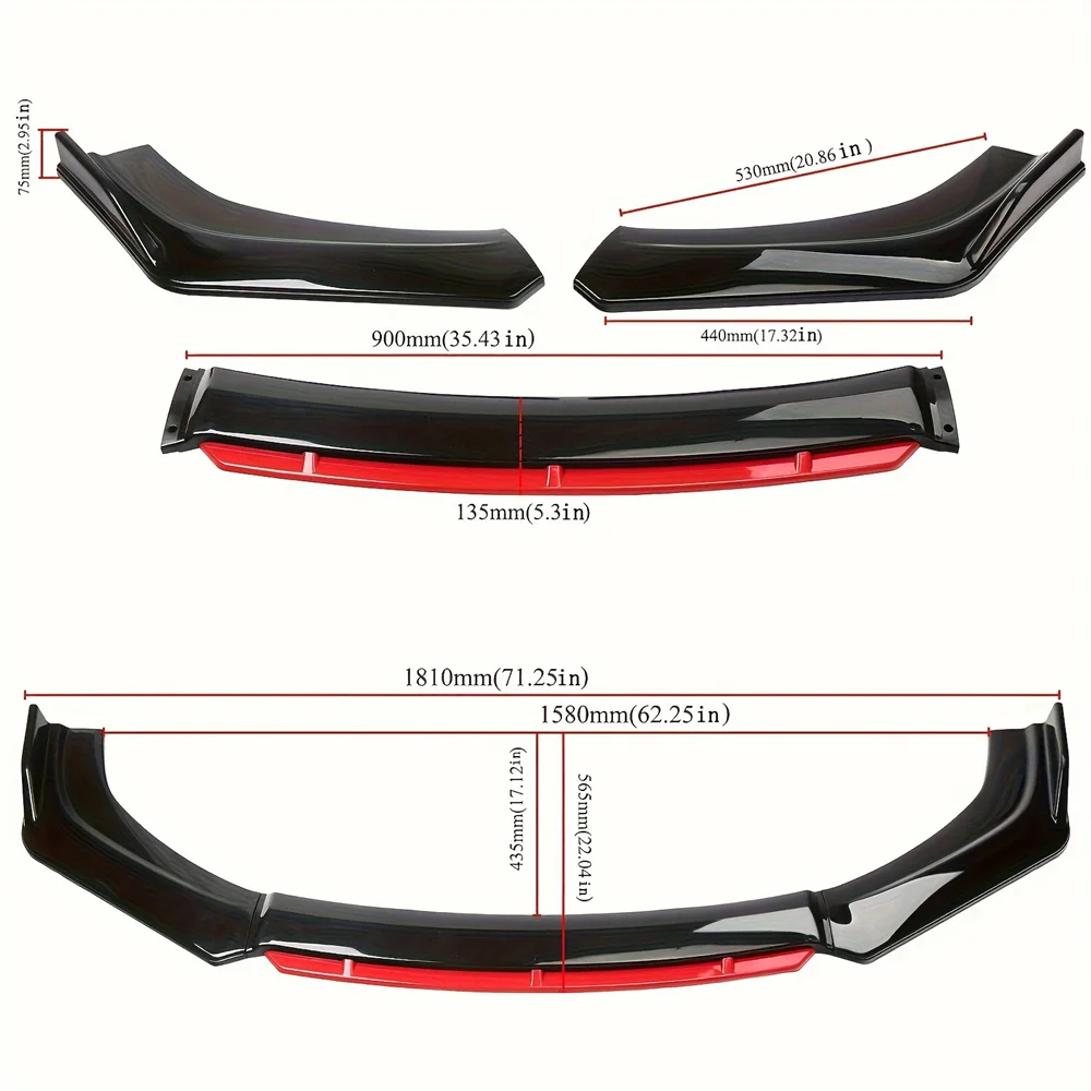 Polypropylene Car Front Bumper Lip Splitter Kit for Sedan Models