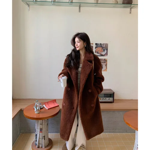 

Sheep Women's Winter Wool Coats Fur Coat Women Clothes Korean Fashion Long Warm Female Fur Jacket Casaco Feminino Lq861