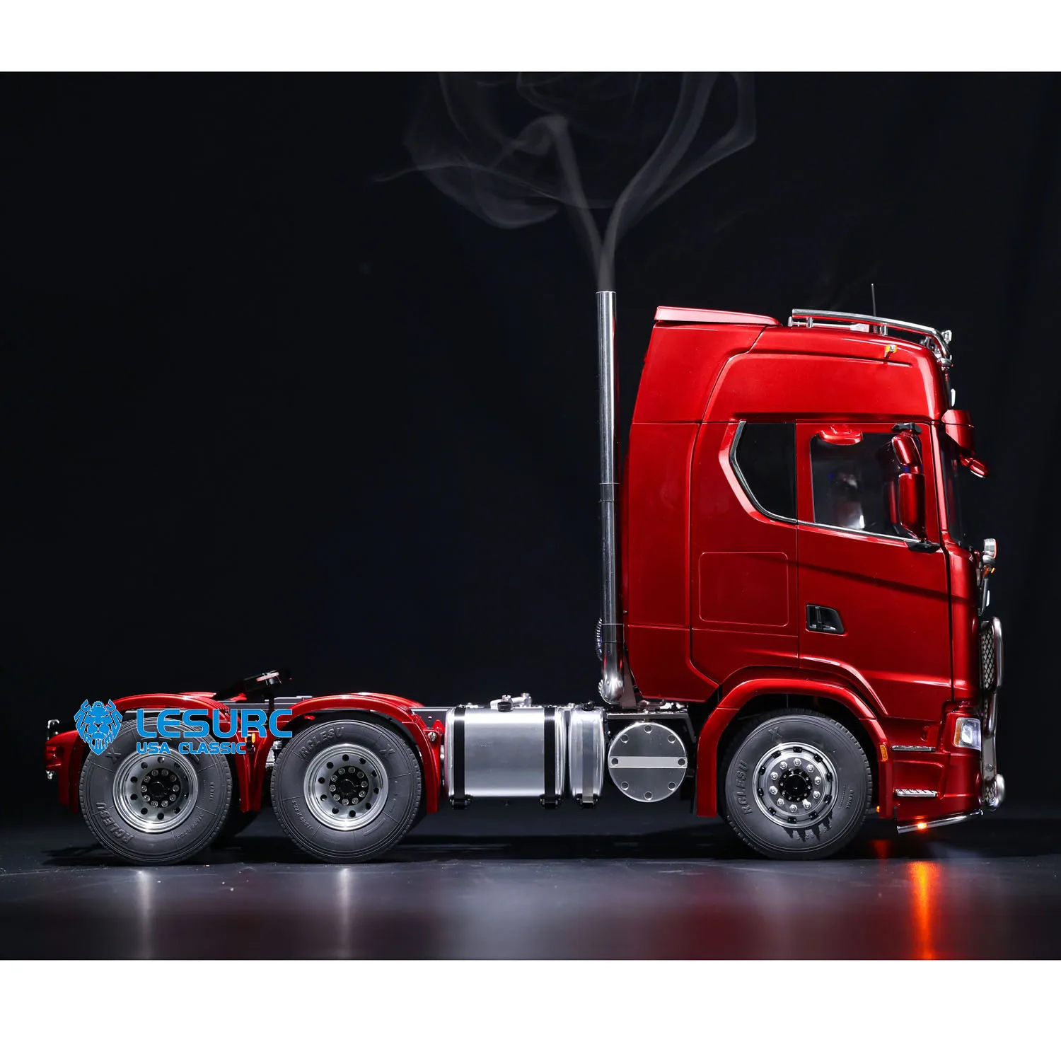 LESU 770S 6*6 1/14 RC Tractor Truck Metal Chassis Light Sound Smoke Differential Metal Chassis RTR Remote Control Car Model 4