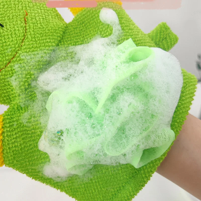 Cartoon Baby Bath Brushes Shower Wash Cloth Towels Soft Fabric Strong Water Absorption Cute Animals Style Kids Care Accessories
