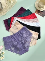 S-XXL femmes dentelle culottes Patchwork sous-vêtements sans couture Sexy luxe évider solide slips filles taille moyenne respirant Lingerie 4