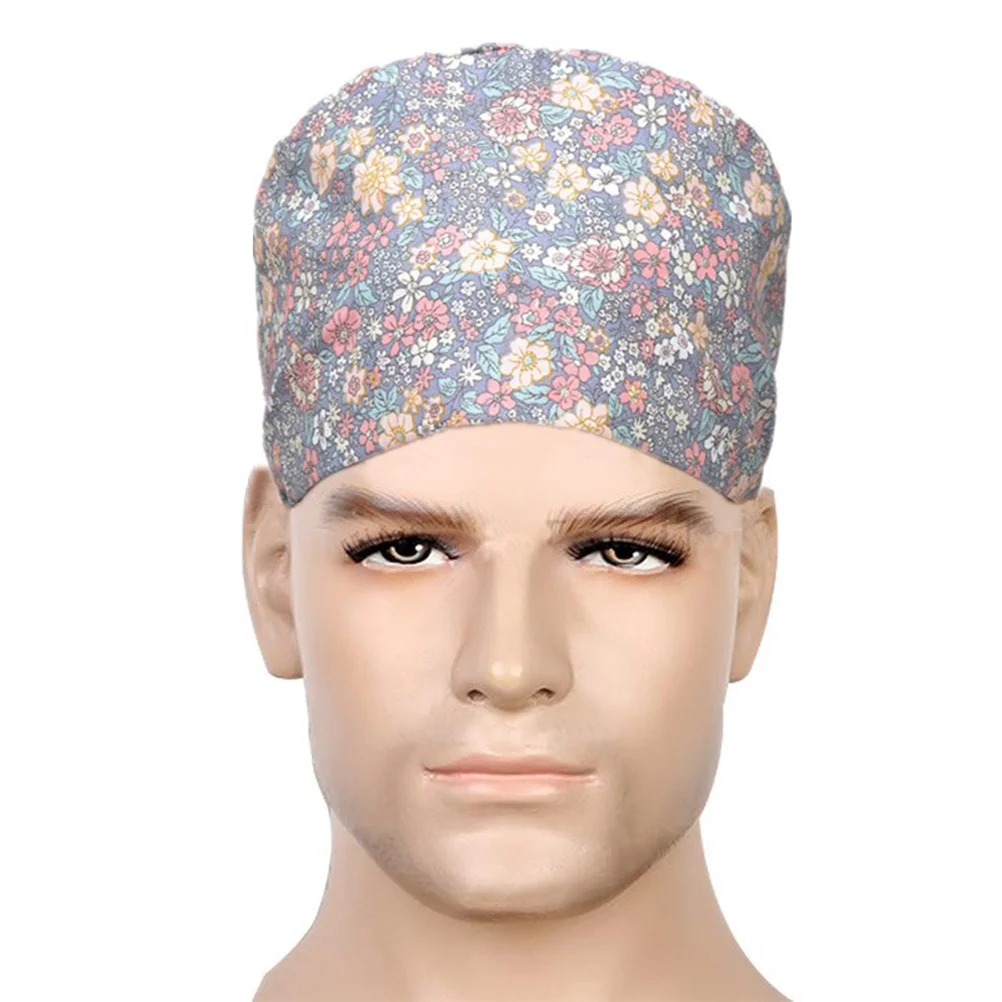 

Adjustable Cap Cotton Nurse Cap Operating Room Hat ( Small Broken Flowers )