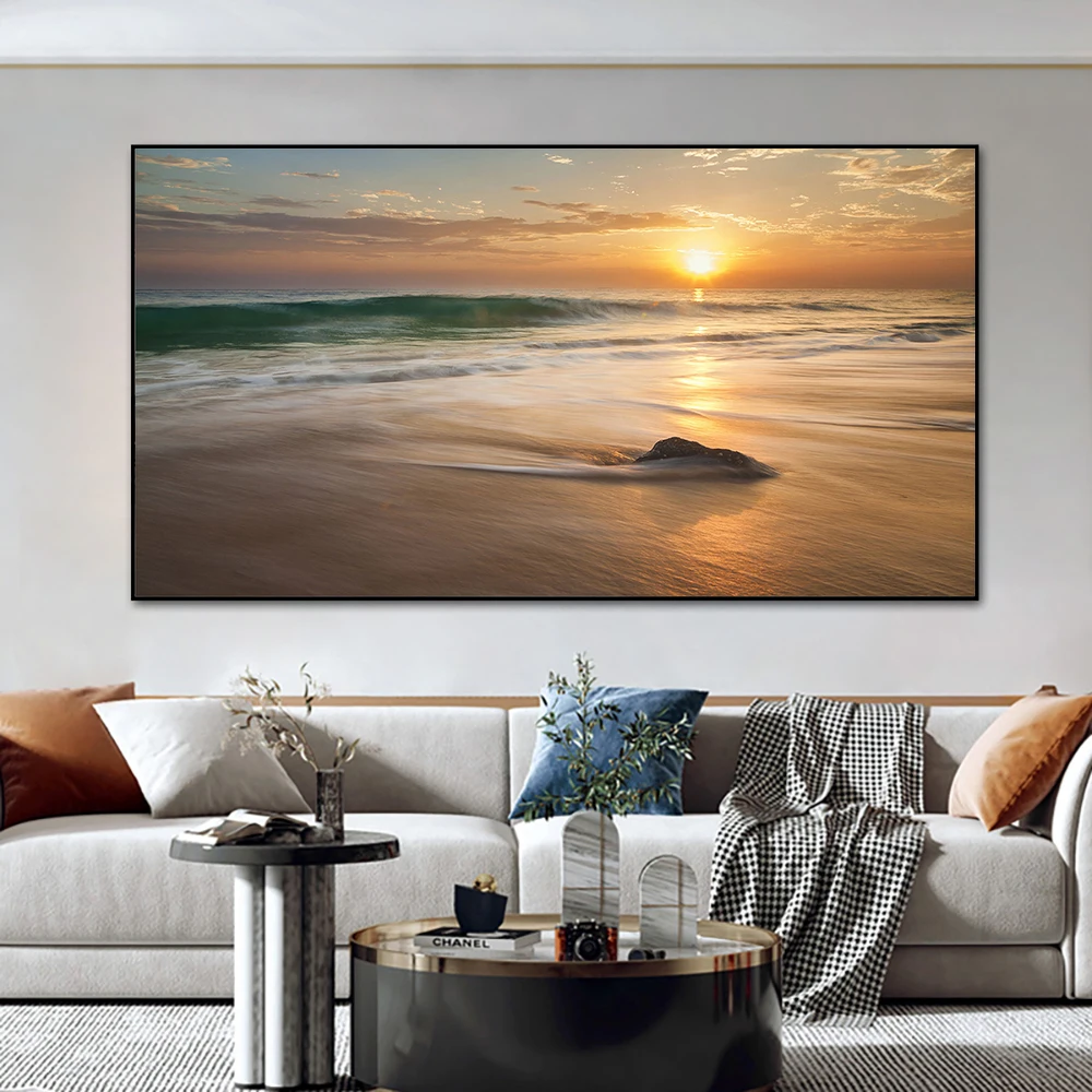 Scandinavian Nature Landscape Canvas Painting Mountain Lake Sunset Wall Art Poster and Print Nordic Picture Modern Home Decor