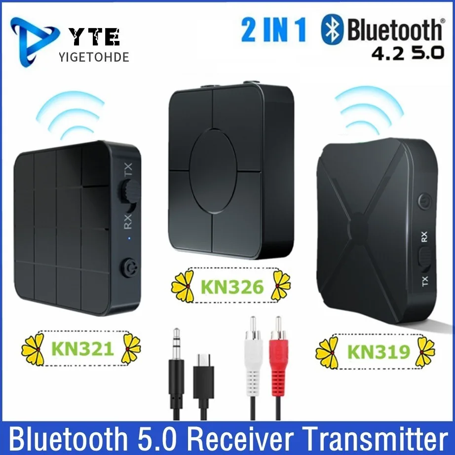 Bluetooth 5.0 Receiver Transmitter Audio Music Stereo Wireless BT 5.0 Adapter RCA 3.5Mm AUX Jack For Speaker TV Car PC