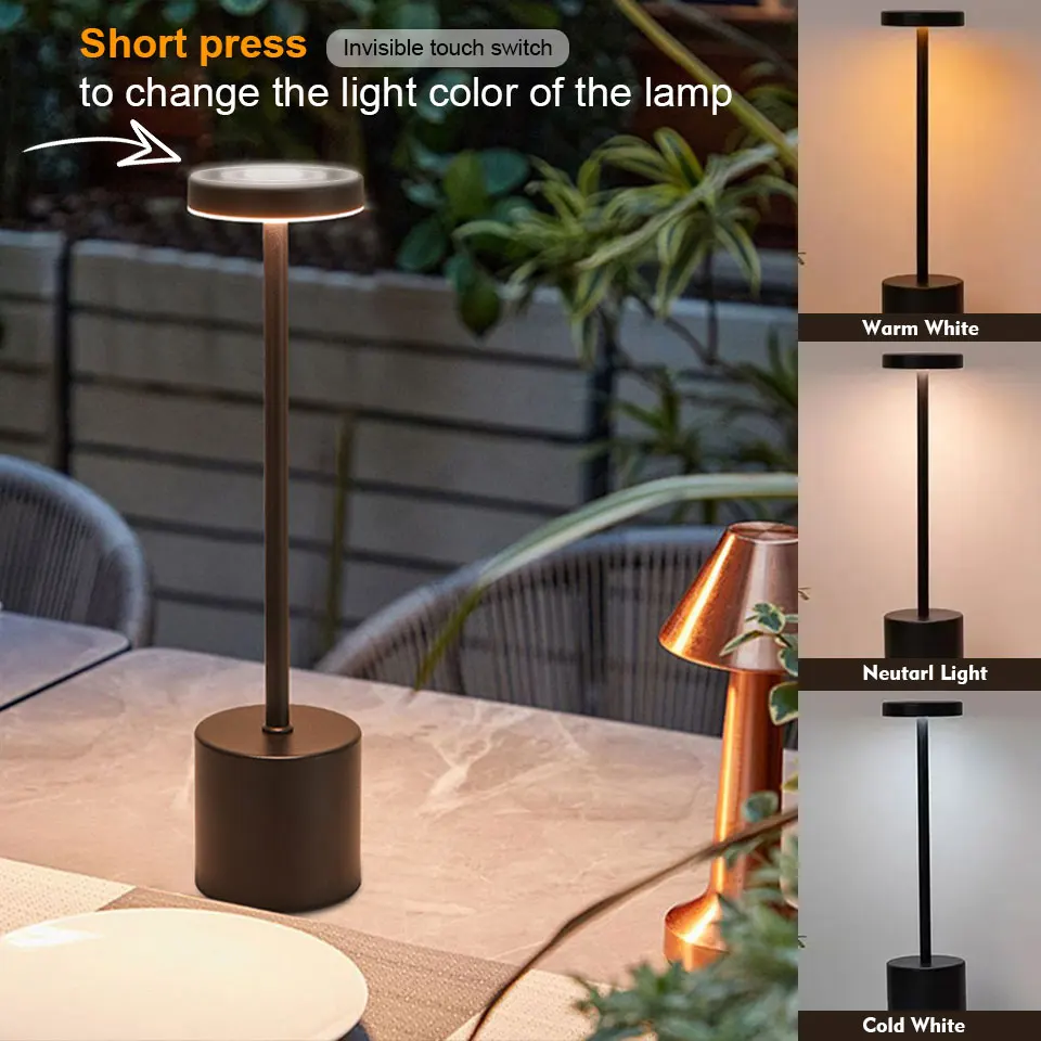 Table Lamp LED Touch Switch Desktop Night Light Rechargeable Wireless Reading Lamp Brightness Changeable  Decoration Night Light