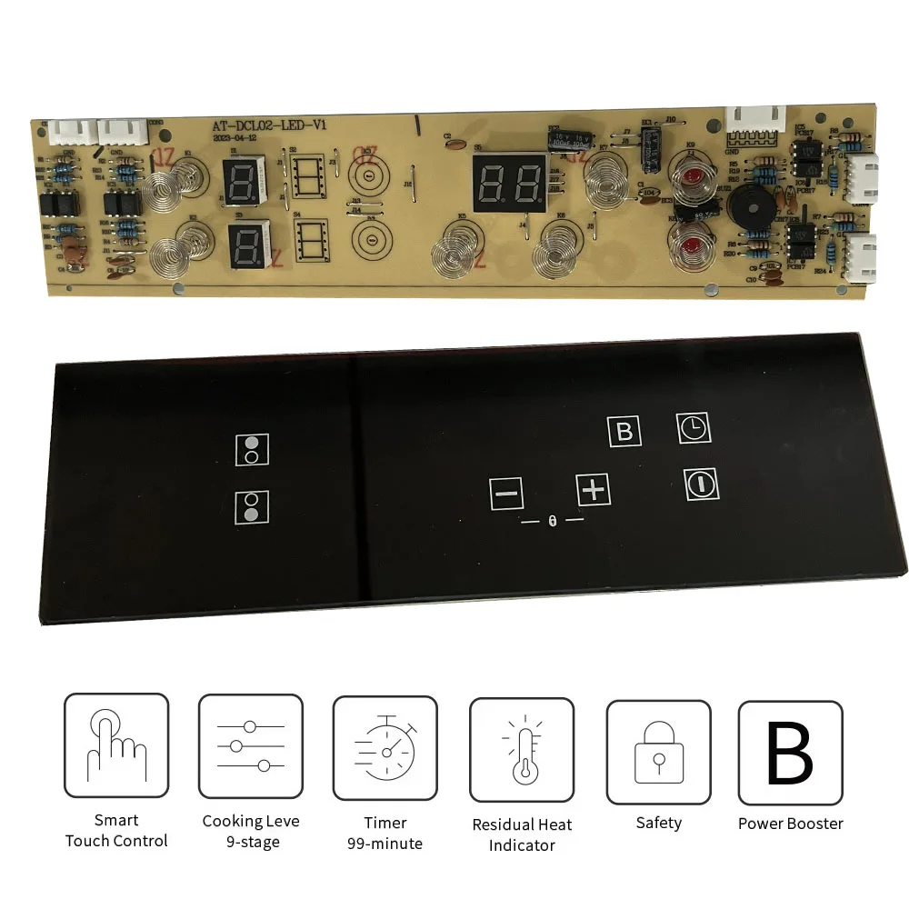 Double Induction Cooktop Low Noise Electric Cooker 4000W Settings Stainless Steel