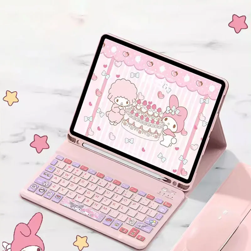 

Sanrio Melody подходит для Apple IPad Air 5 Беспроводная Bluetooth Клавиатура Защитный чехол все в одном 2024 новый силиконовый чехол Pro11