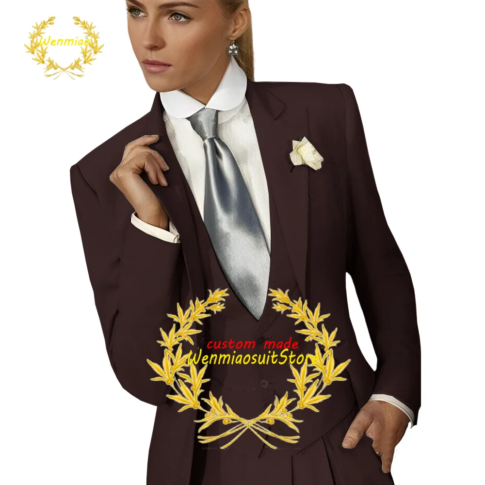 Women's Suit 3 Piece Wedding Mom Tuxedo Formal Blazer Pants Vest Business Office Slim Fit Jacket Lady Outfit بذلات بليزر نسائية