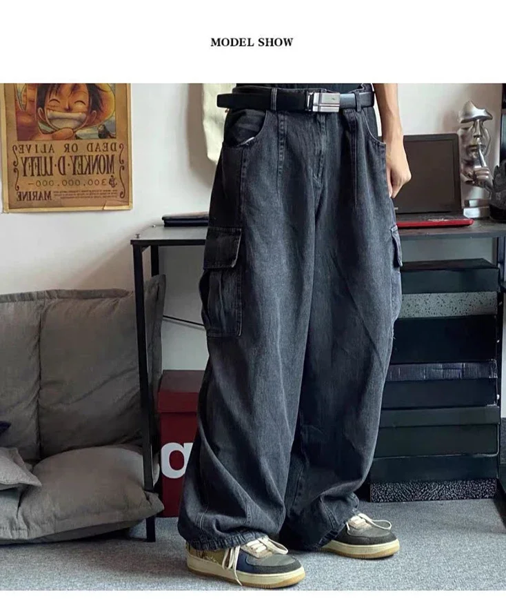 Wide Leg Pants Men's Baggy Jeans Trousers Denim Pants - Uniqwear