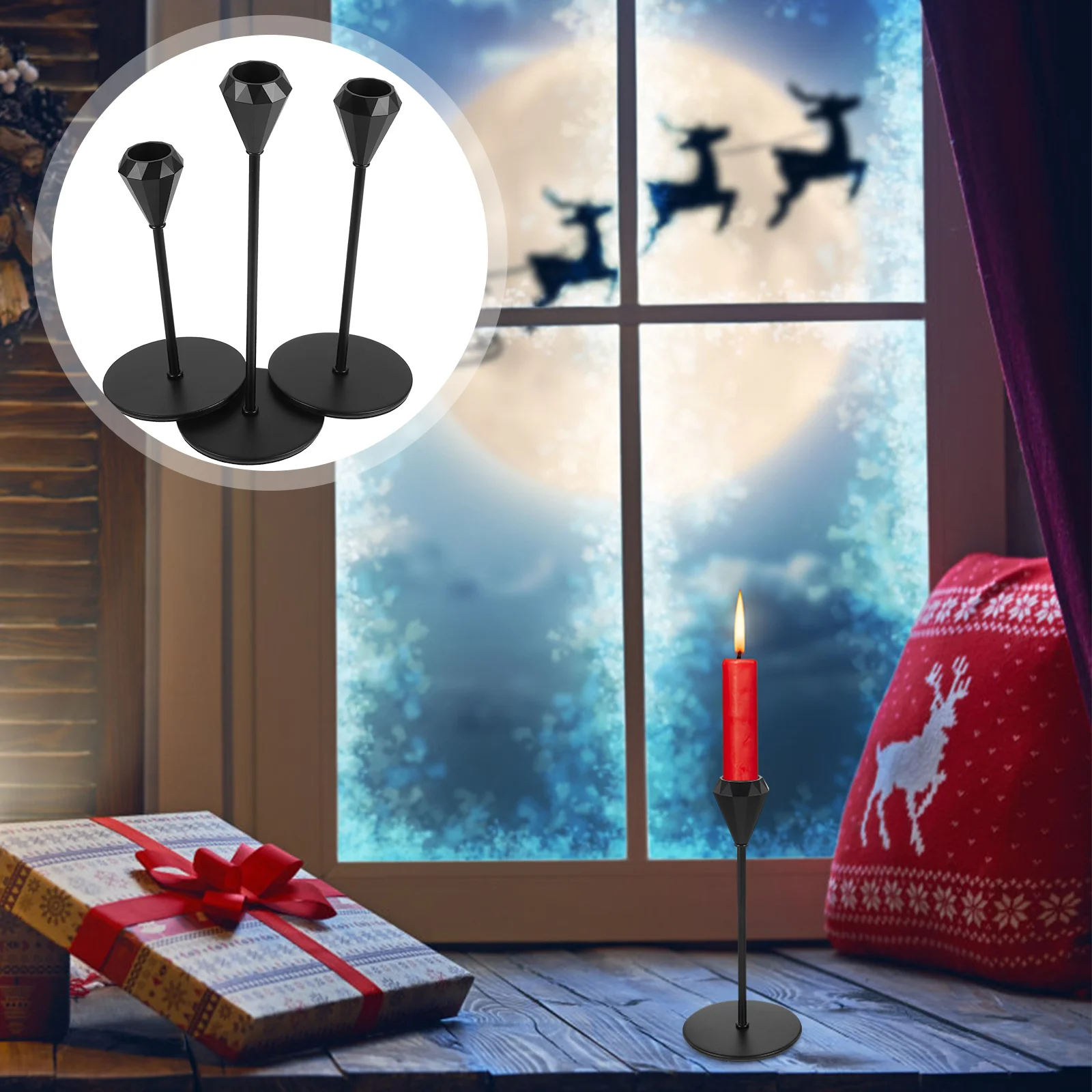 

3pcs Candlestick Holders Holders Storage Stand Metal Holders