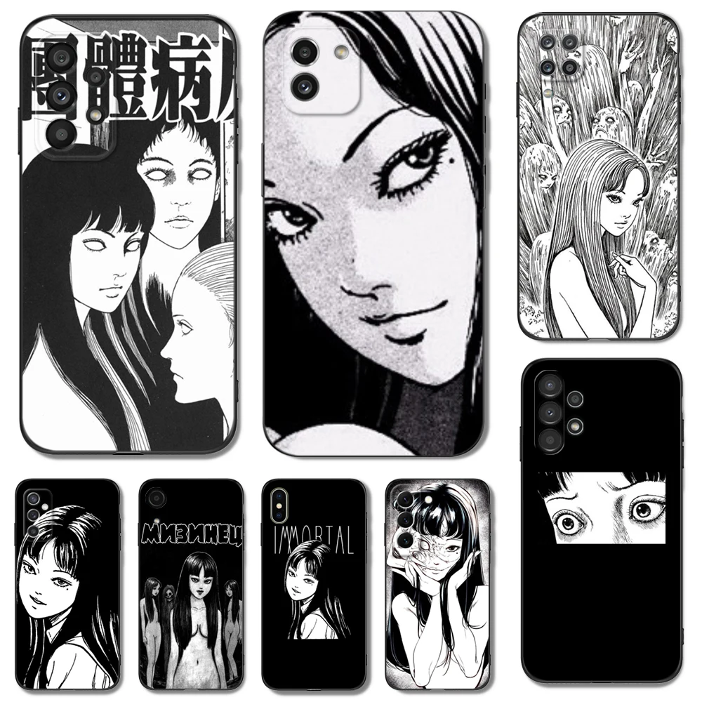 Custodia In Tpu Nero Per Samsung Galaxy A54 A34 A14 5G A04 Note 20 10 9 Plus Ultra + Cover Japanese Horror Comic Tomie Custom Eyes