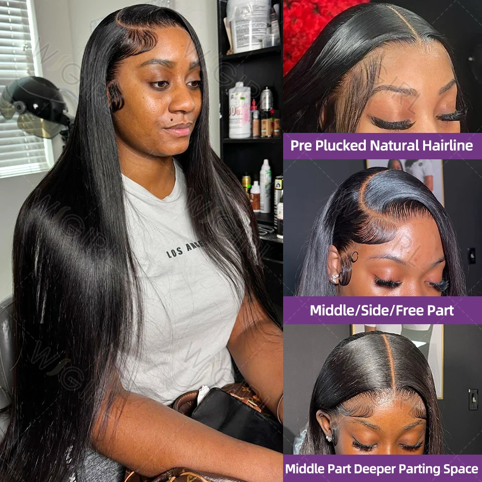 Human Hair Wig 30 40 Inch 13x6 Hd Straight 13x4 Lace Frontal 5x5 Closure Wig For Women