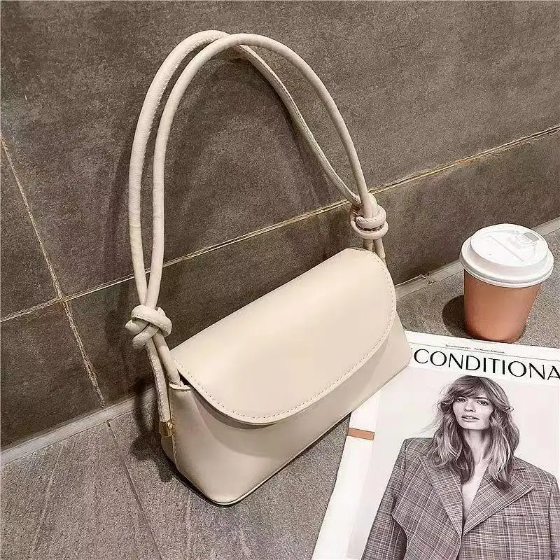 NEUE Damen Mode Einfache Französische Einschulter-Crossbody-Tasche Einfarbige Modische Unterarm-PU-Leder Kleine Quadratische Tasche