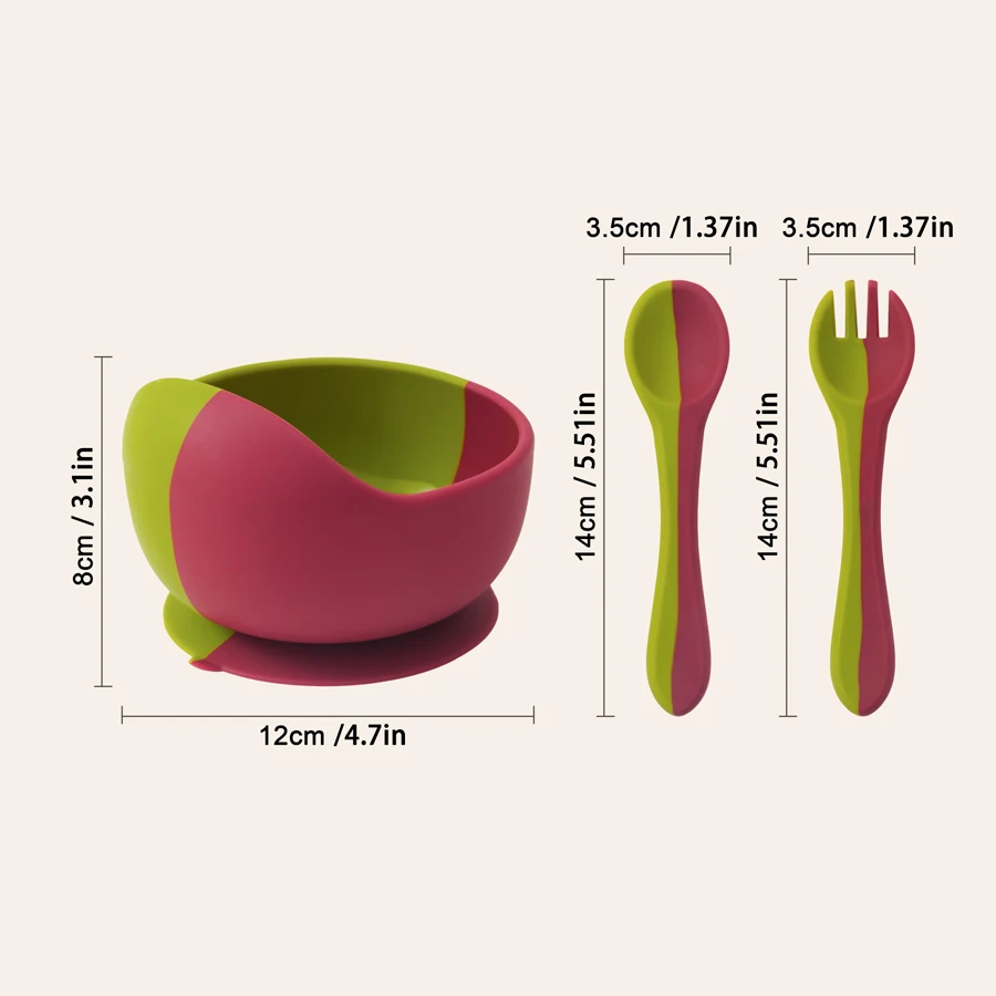 Color Kids Baby Silicone Feeding Bowl Set Toddler Waterproof Spoon Feeding Training Sets For Kids BPA Free Sucker Bowl Tableware 4