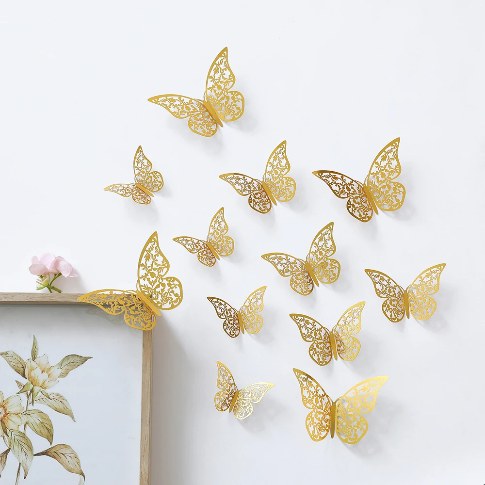 2pcs 3D Butterfly Sticker Paper Butterfly Decorations Home Decor  Butterflies Wall Decor Baby Shower Decorations Wall DIY Decals Butterflies  Decor Girl