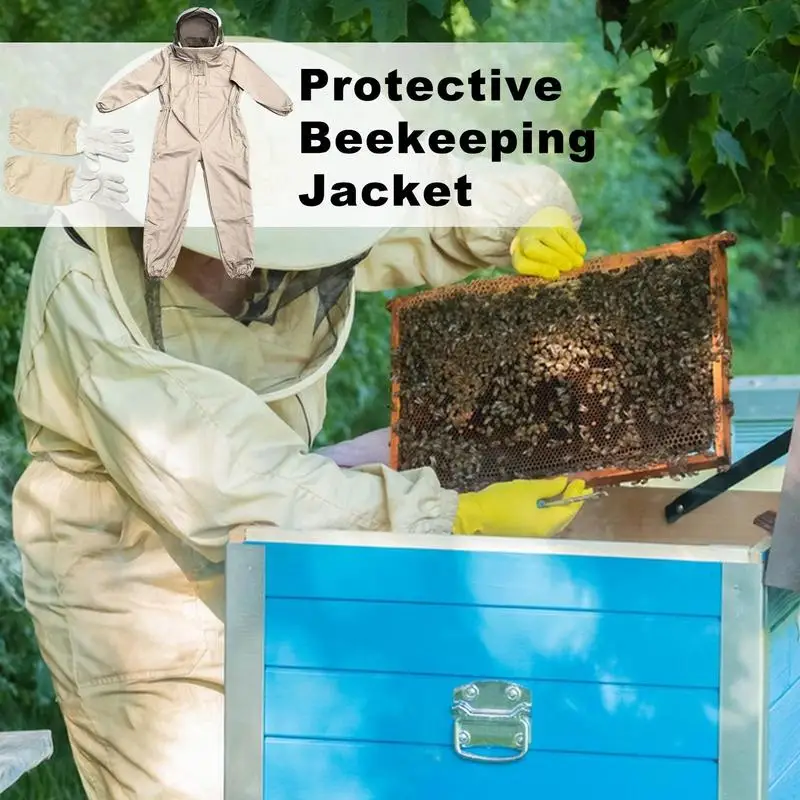 

Beekeeper Work Safety Clothing Beekeeping Suit Hood Detachable Protective Beekeeping Jacket Mittens For Garden Rainforest Apiary