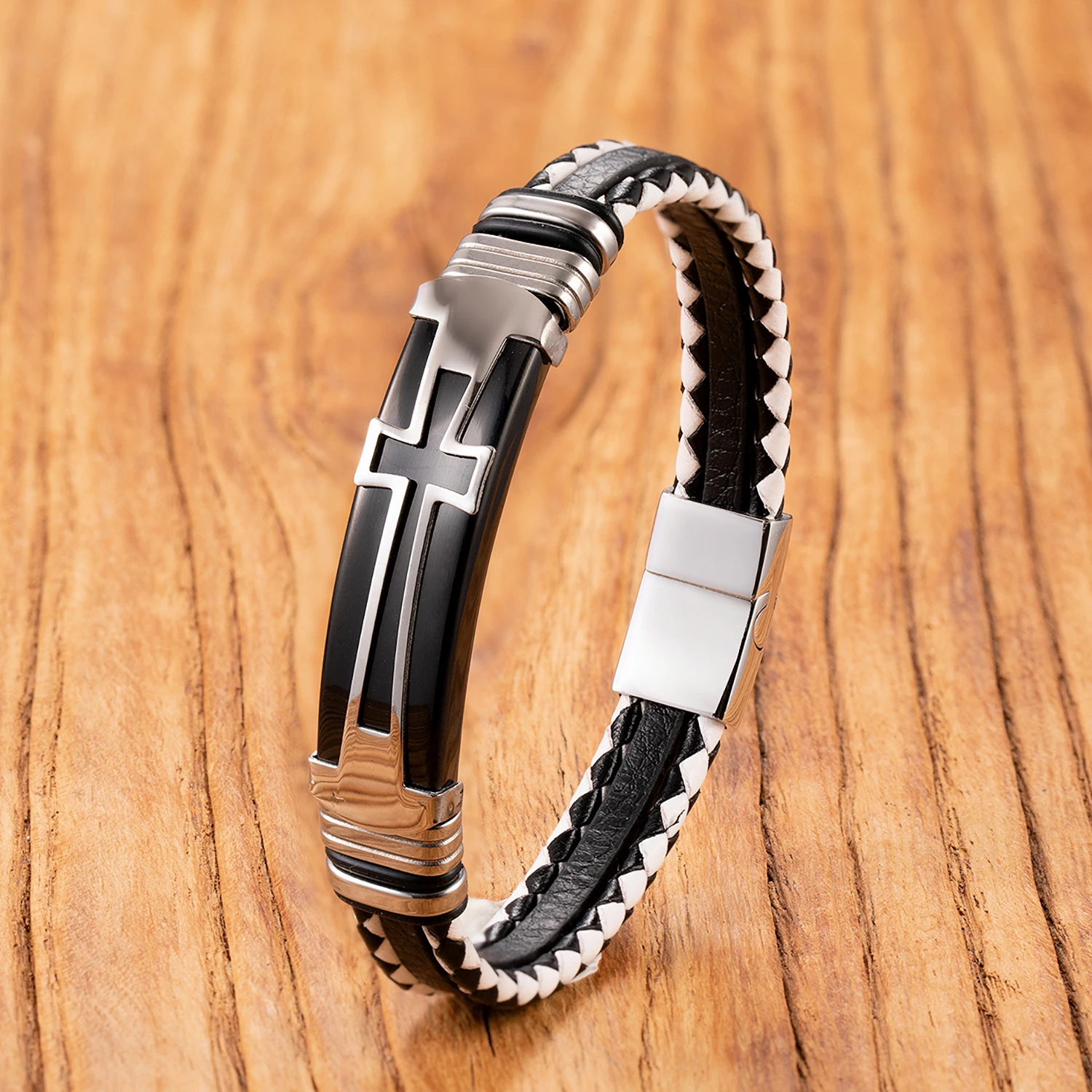 Jesus Cross Punk Style Unisex Leather Bracelets