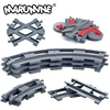 Marumine 8PCS Block Train Straight Curved Track Crossover Parts Railway Switch Big Size Building Bricks City View Accessories 1