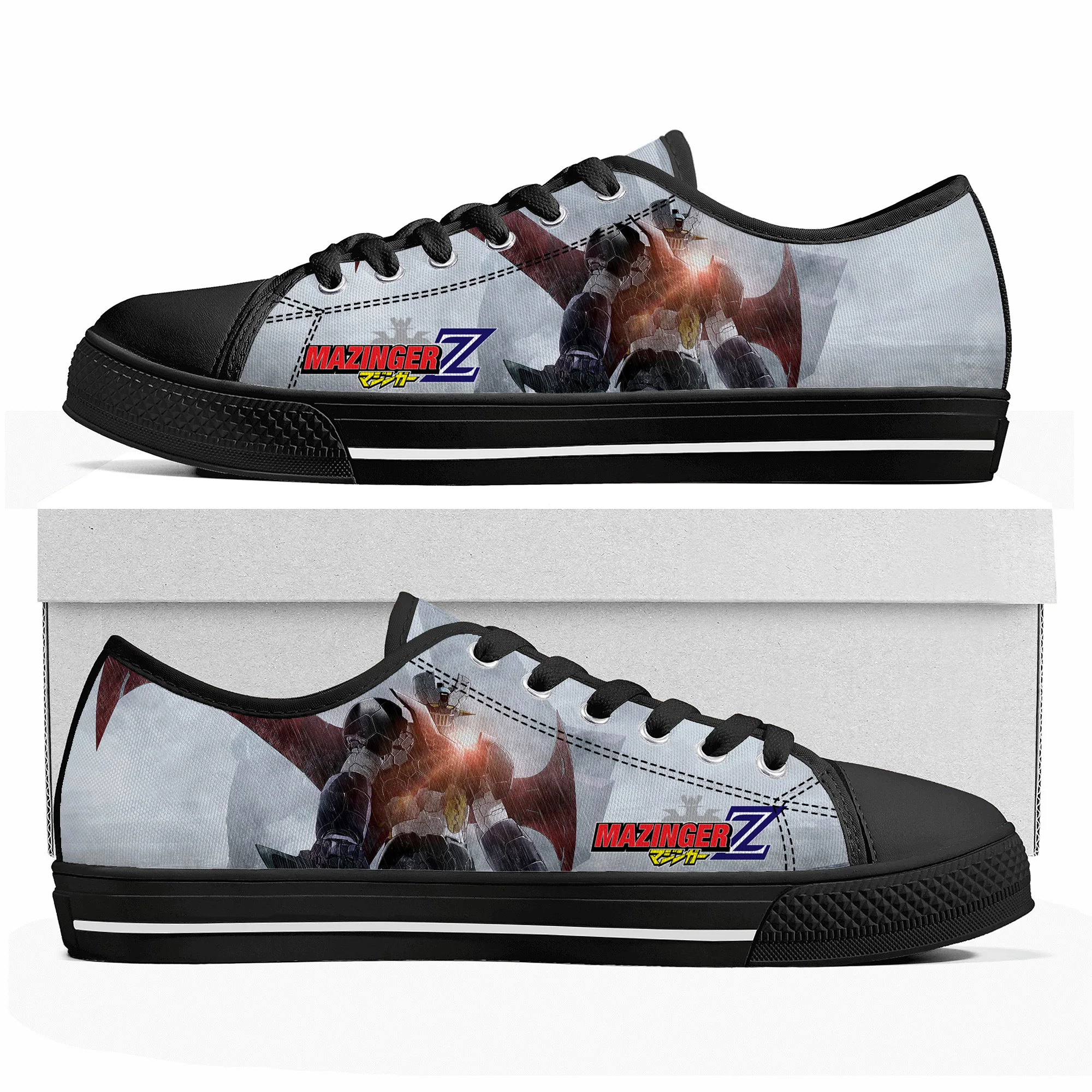 

Cartoon Manga Mazinger Z Anime Comics Low Top Sneakers Mens Womens Teenager High Quality Canvas Sneaker Couple Shoes Custom Shoe