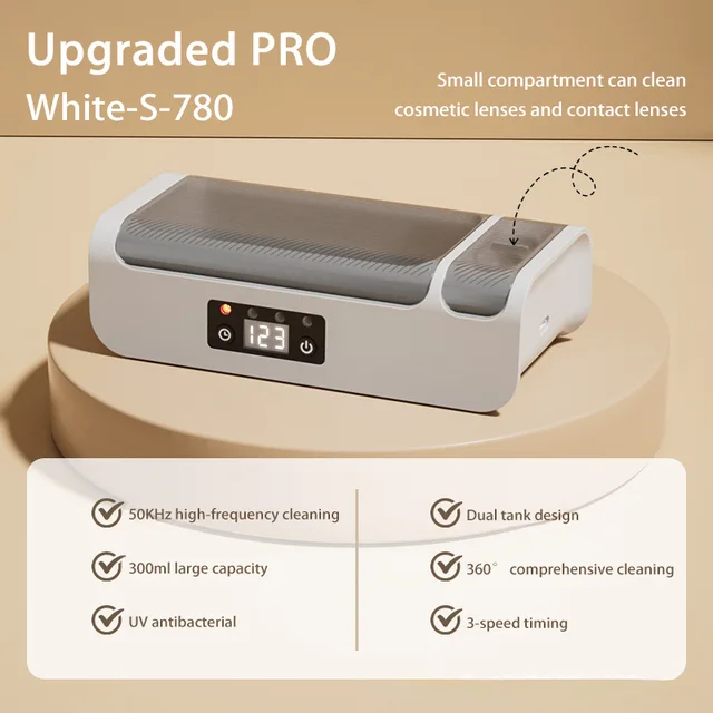 Dual compartment glasses cleaning machine LED digital display three levels of timed contact High frequency lens cleaner 2025 5