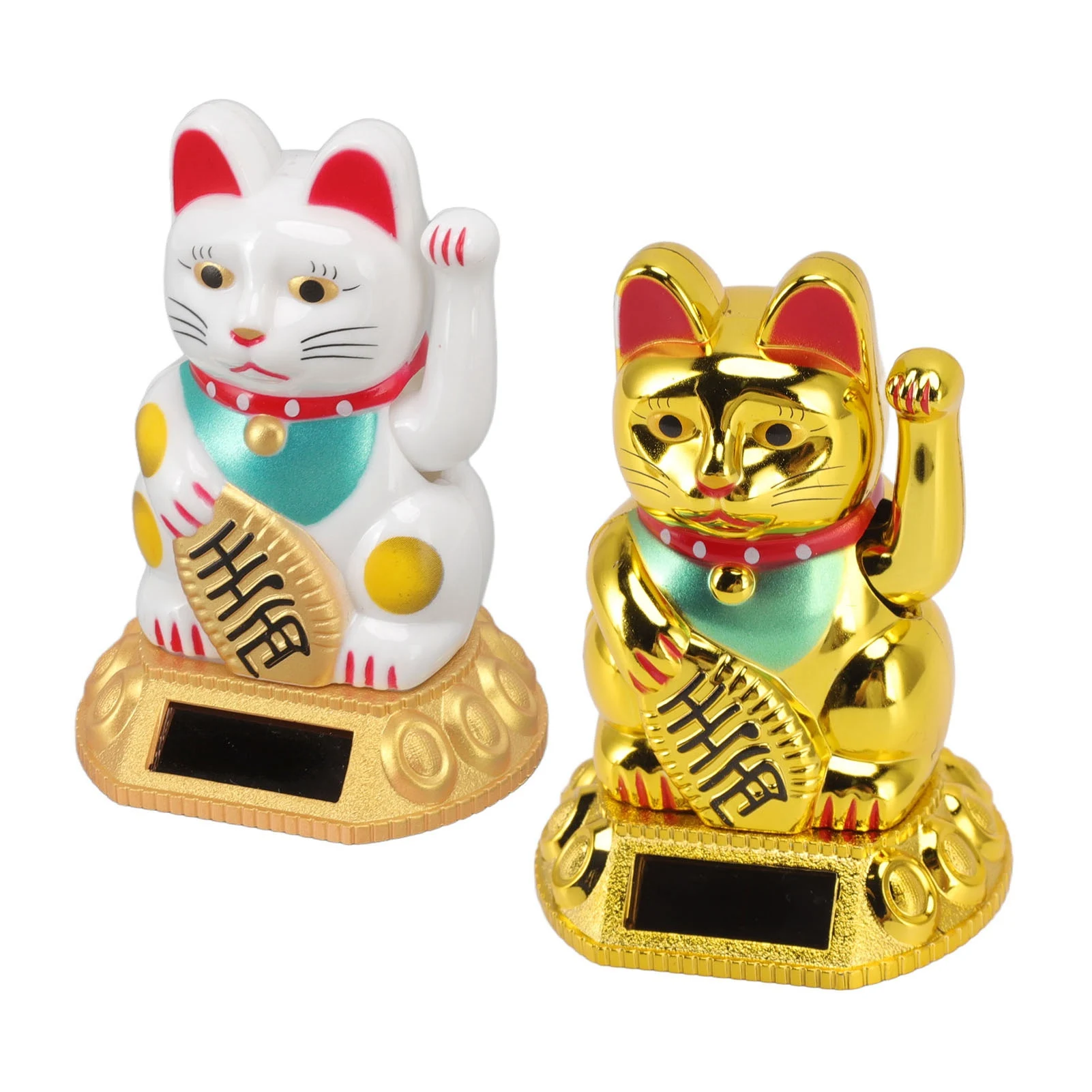 Chinese Lucky Cat Decoration Waving Arm Solar Light Statue