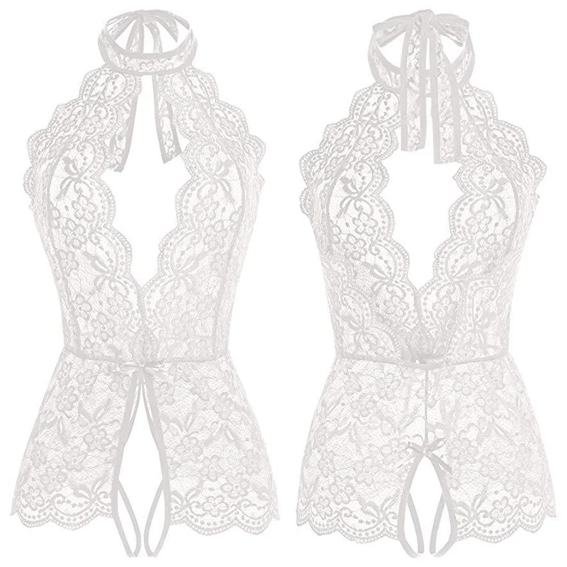 thumbnail image 1 of Lencería Sexy de encaje transparente para mujer, Body de peluche de fantasía, ropa de dormir femenina, entrepierna abierta, Babydoll, mini falda sexual, ropa interior, 1 of 5
