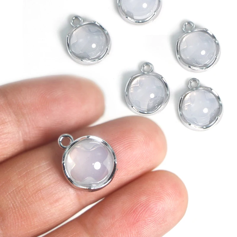 

WZNB 5Pcs Crystal Round Charms Geometry Alloy Pendant for Jewelry Making Handmade Earrings Bracelet Necklaces Diy Accessories