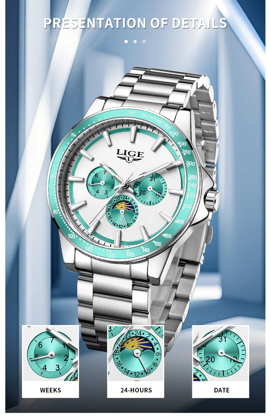LIGE 89265 Men's Watch description image 9