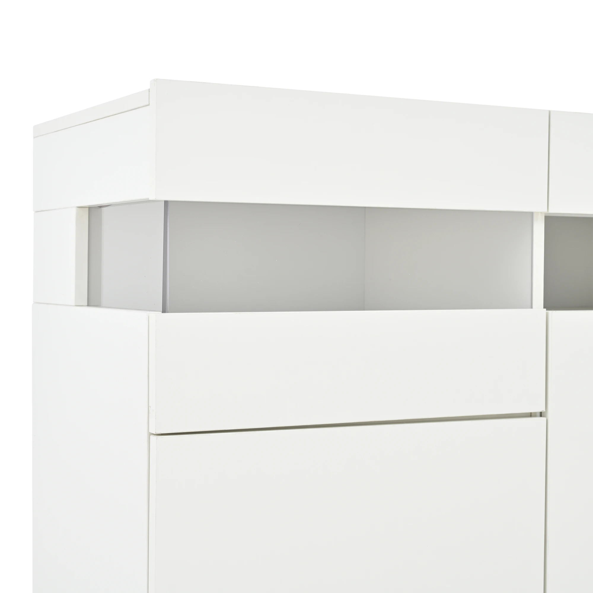 140 * 40,5 * 66,5 cm Wohnzimmer-Sideboard, Schrank mit 3 Türen, Hochglanz-Wohnzimmer-Kleiderschrank mit LED-Lichtleiste, transparent – Detail 24