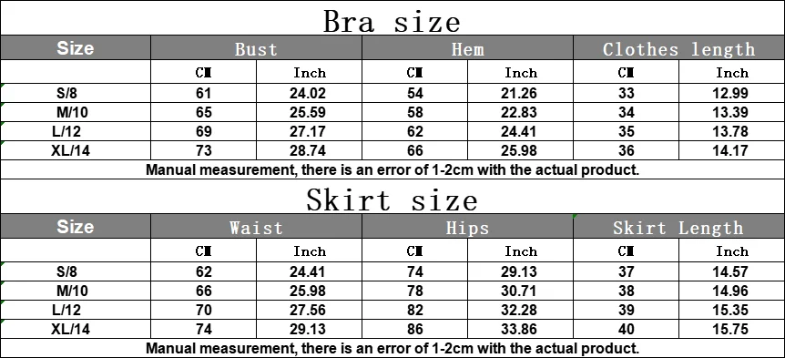 Size chart and fit details
