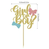 Décoration de gâteau révélatrice du sexe, garçon ou fille, nœud papillon papillon, fête d'anniversaire, réception-cadeau pour bébé, Cupcake, fournitures de décoration de pâtisserie 3