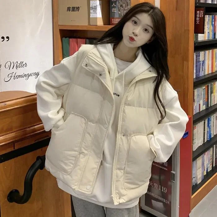 

Winter warm cotton jacket, vest jacket, female student Korean version, loose and versatile, college style, BF, cotton jacket and
