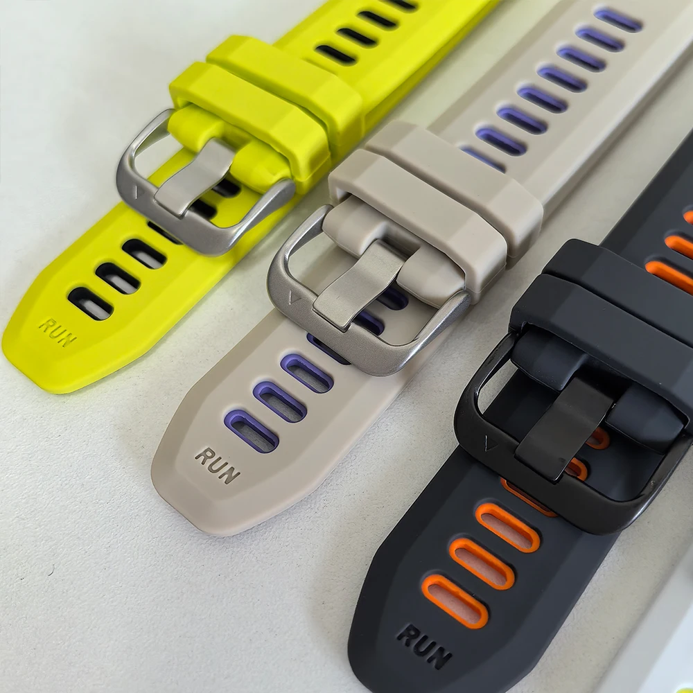 Two-Tone Silicone Quick Release Sport Watch Band Bracelet, 22mm