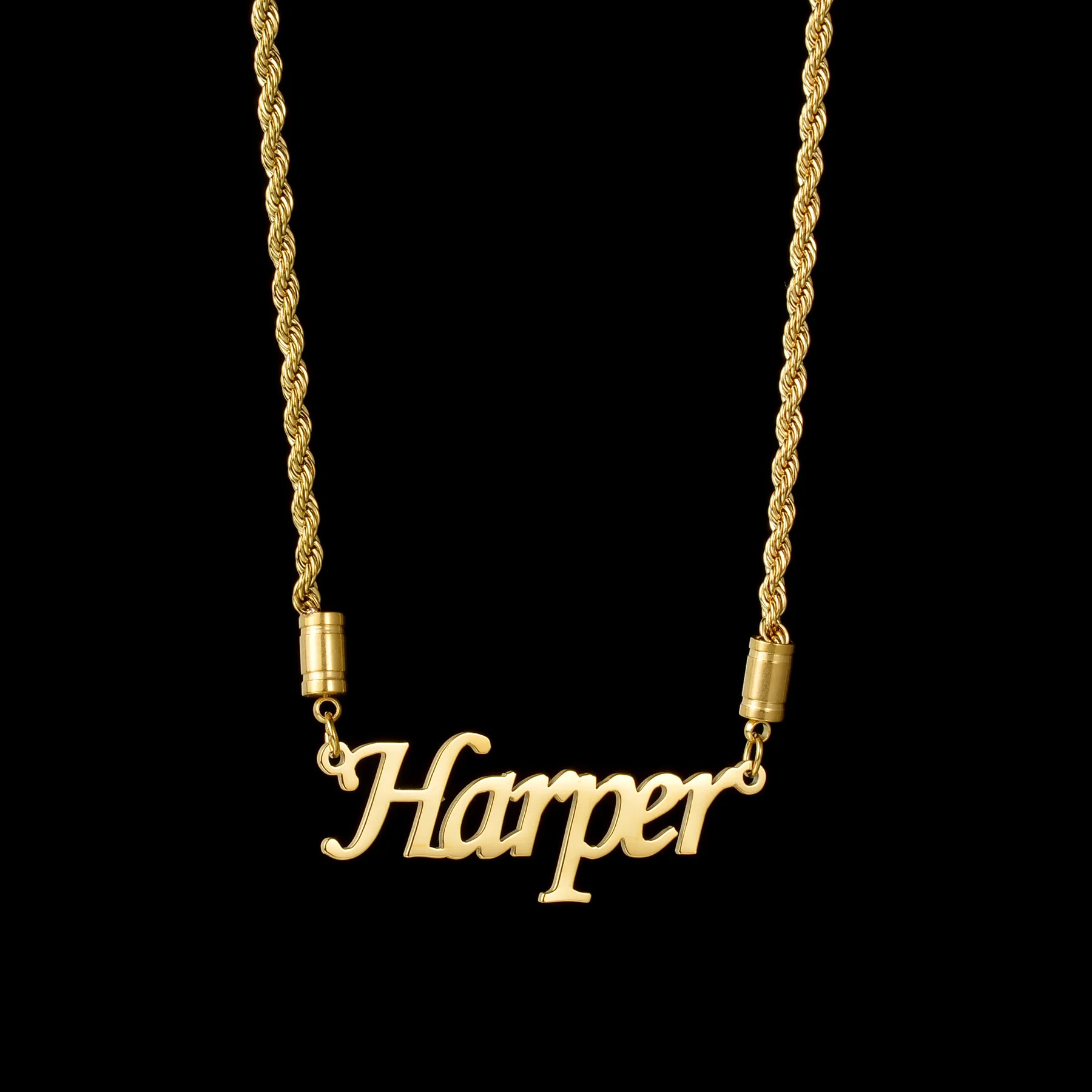 

Jesaly New Custom Name Letters Necklace Stainless Steel Personalsized Twist Chain Collares for Women Men Birthday Jewelry Gifts