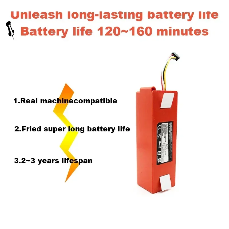 Original Replacement Battery BRR-2P4S-5200D XIAOMI 1S 1ST Roborock SDJQR01RR Sweeping Mopping Robot Vacuum Cleaner 6500mAh power tool battery rechargeable battery vacuum cleaner battery battery replacement