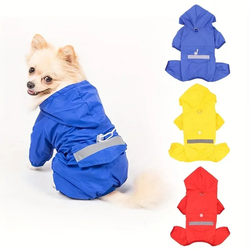 Dog Raincoat Puppy Clothes, Pet Raincoat Hooded Raincoat With D-ring For Dogs Outdoor Supplies