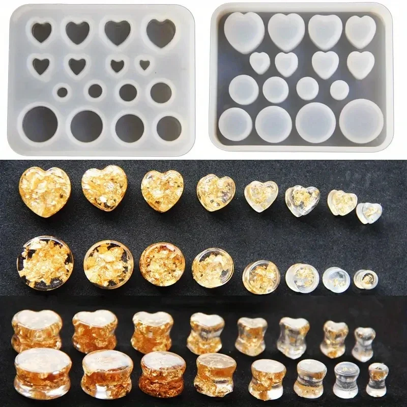Ear Stretching Mold Silicone Jewelry Molds Round Heart Shaped Ear Expander Moulds Perfect for DIY Stretching Enthusiasts