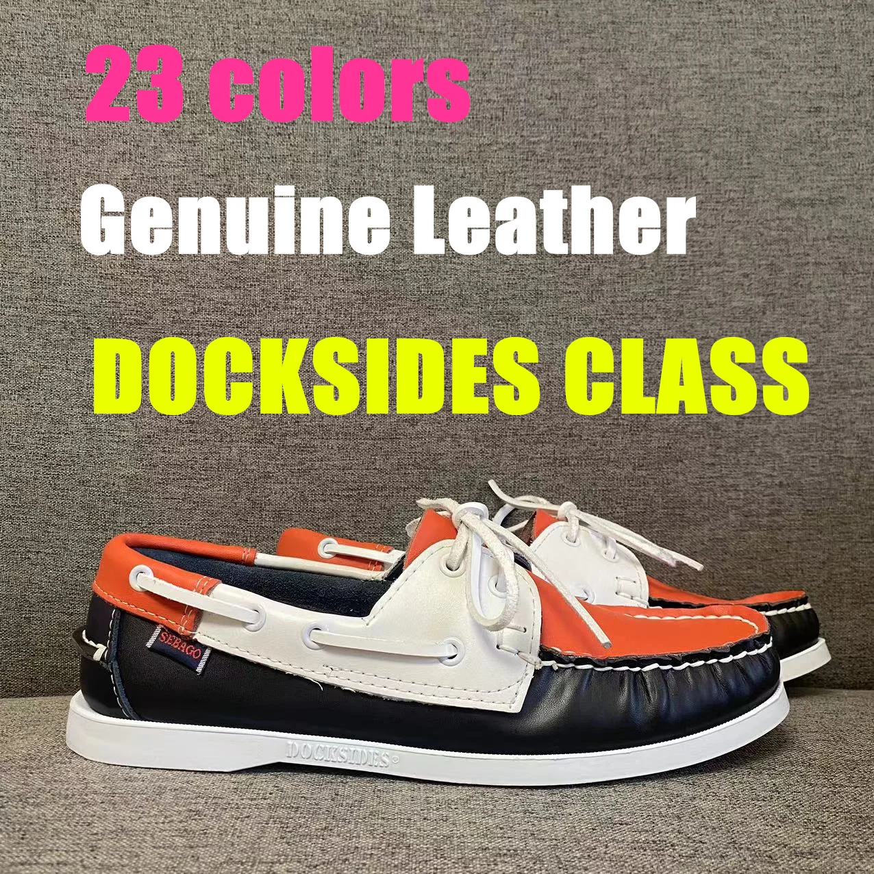 Men Homme Authentic Docksides Shoes - Premium Leather Moc Toe Lace Up Boat Shoes 2024H49