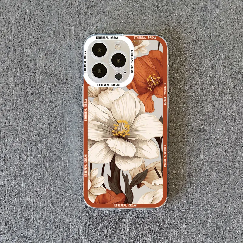 Vintage elegante rosa Pfingstrose Blume klare Handy hülle für iPhone 13 Pro Max 15 11 12 14 Pro Max 15 14 7 8 plus x xr xs Rückseite – Detail 4
