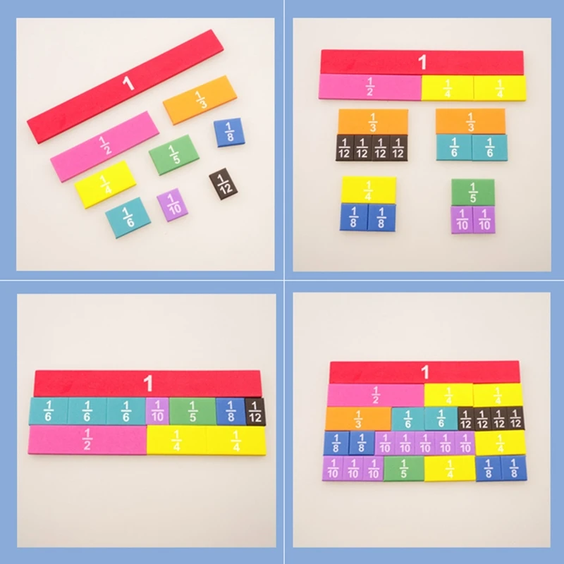 Rainbow Fraction Tiles Montessori Math Materials for Kids Homeschool Supplies N1HB 5