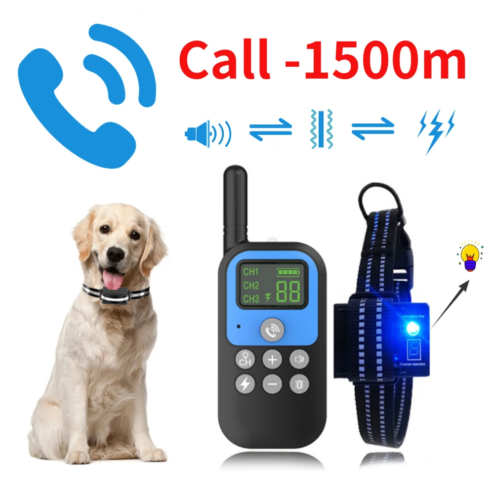 

1500m Electric Dog Training Collar Voice Walkie-Talkie Pet Remote Control Waterproof Rechargeable hunting dog Intercom collar