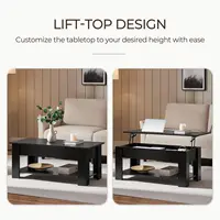 Wooden Coffee Table, Lift Top Coffee Table with Large Hidden Storage Shelf, Lift Tabletop Dining Tables for Living, Customized 4