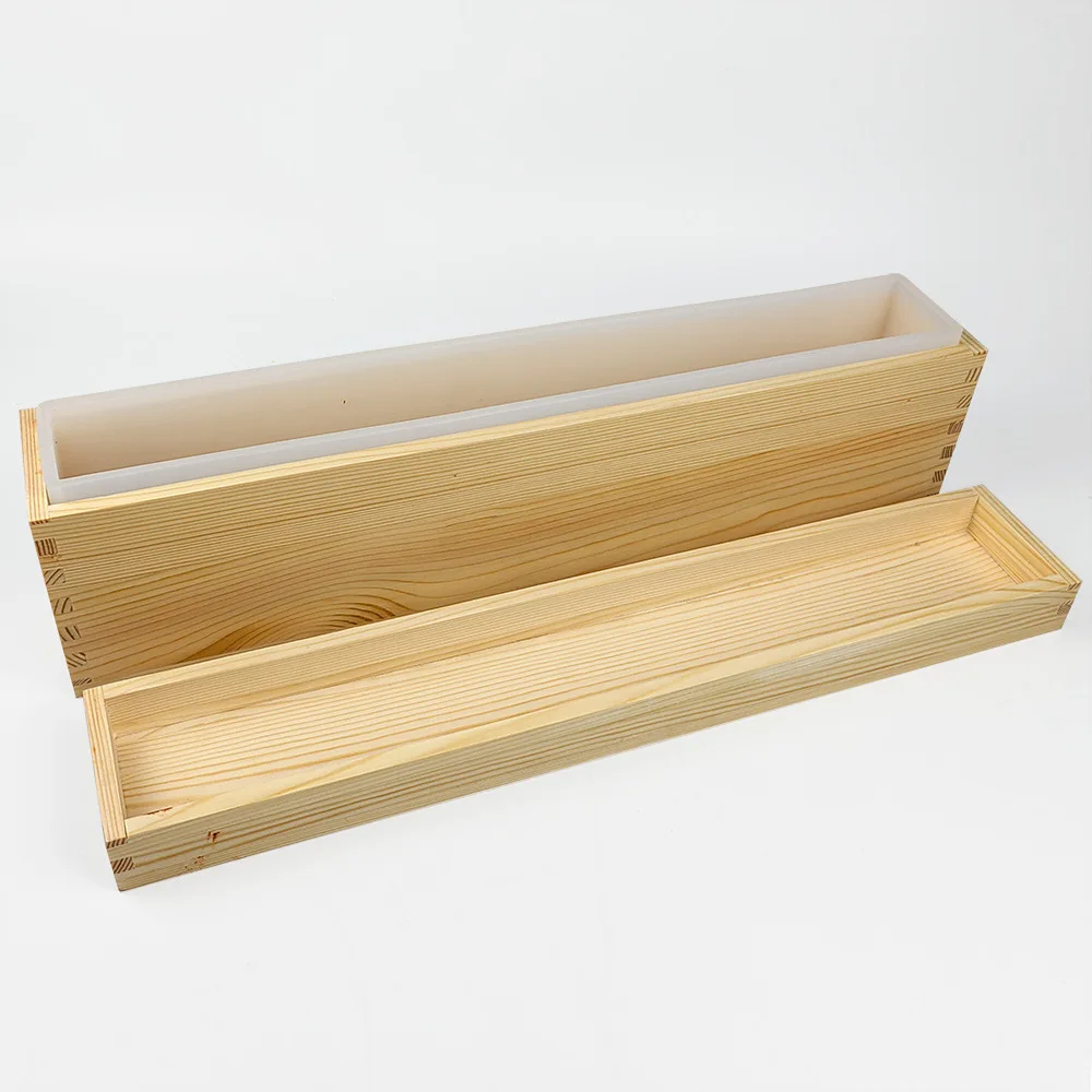 Rectangle Silicone Soap Mold Large Wooden Box Cover Handcraft Soap Making Soy Wax Mould DIY Loaf Cake Toast Baking Supplies