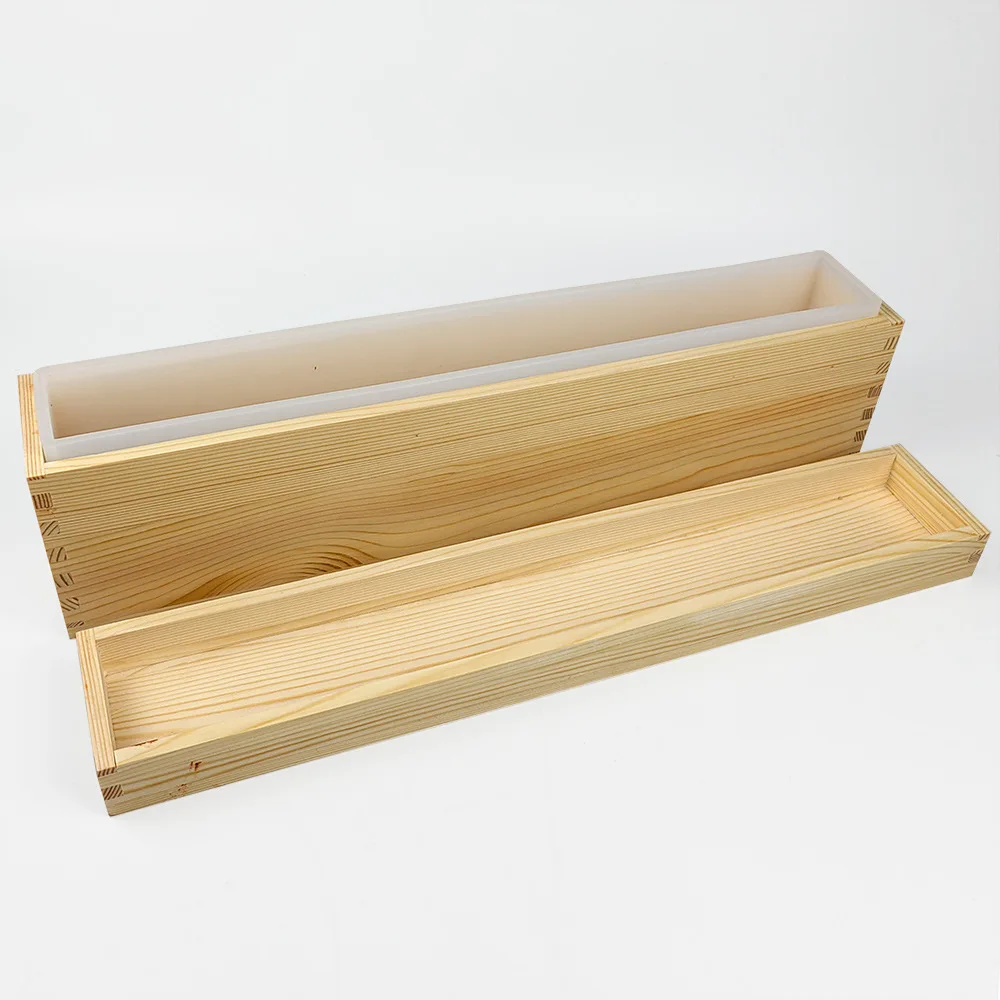 Molde rectangular de silicona y madera - Comprar - Jabonarium
